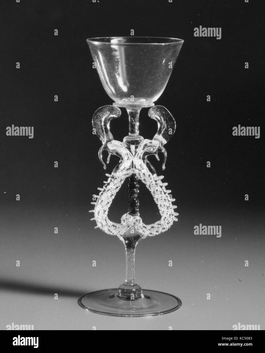 Goblet, probably late 17th century, Northern European (possibly south Lowlands or Germany), Bubbly colorless (very faint gray Stock Photo