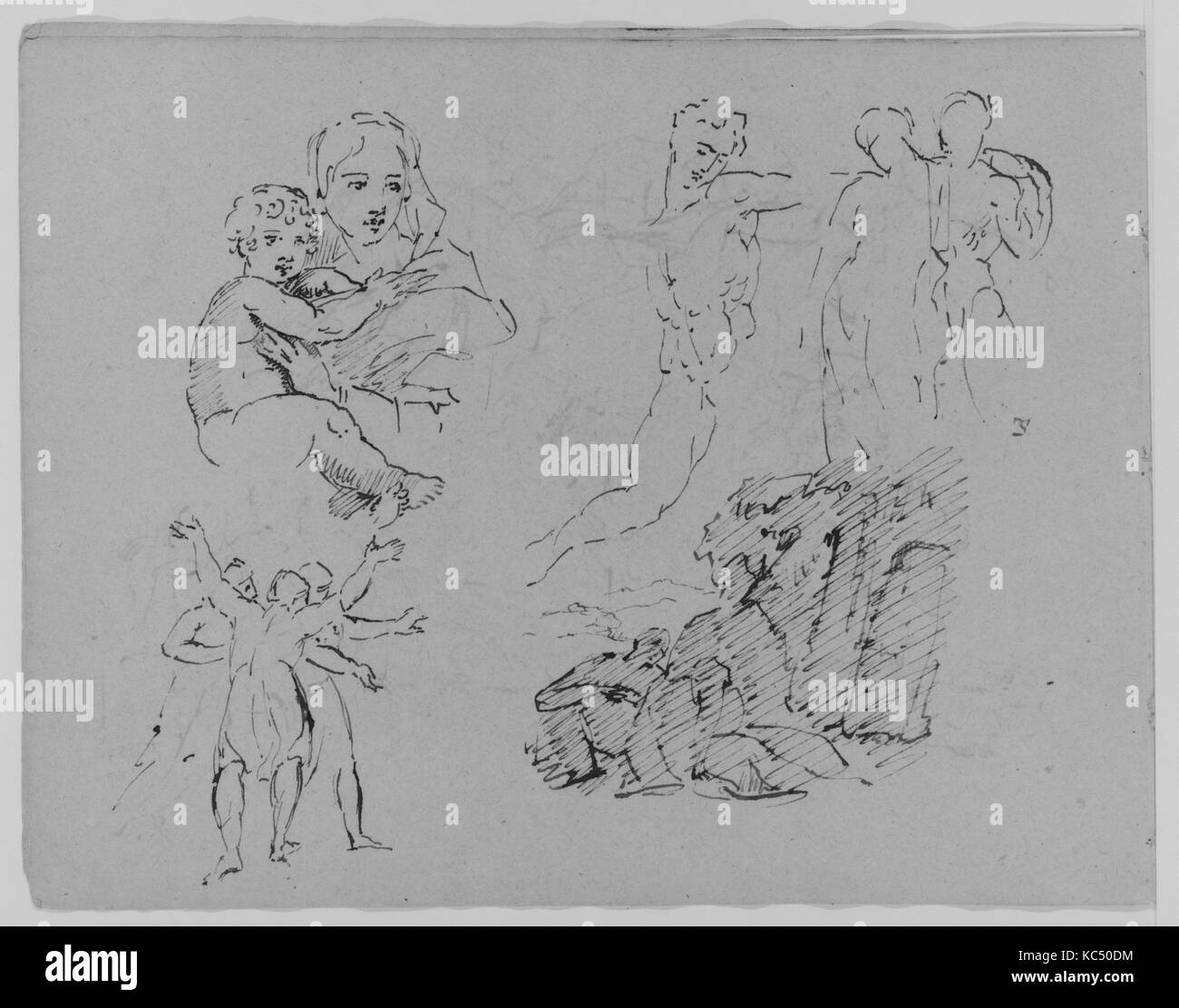 Five Figure Studies (from Sketchbook), Thomas Sully, 1810–20 Stock Photo