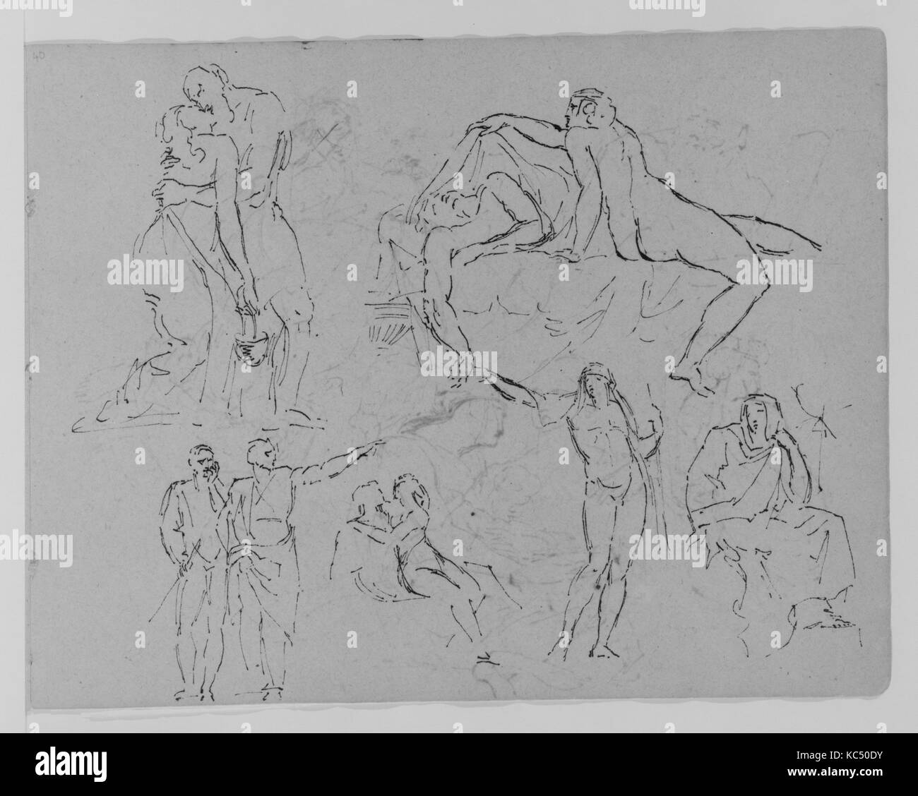 Six Figure Studies (from Sketchbook), Thomas Sully, 1810–20 Stock Photo