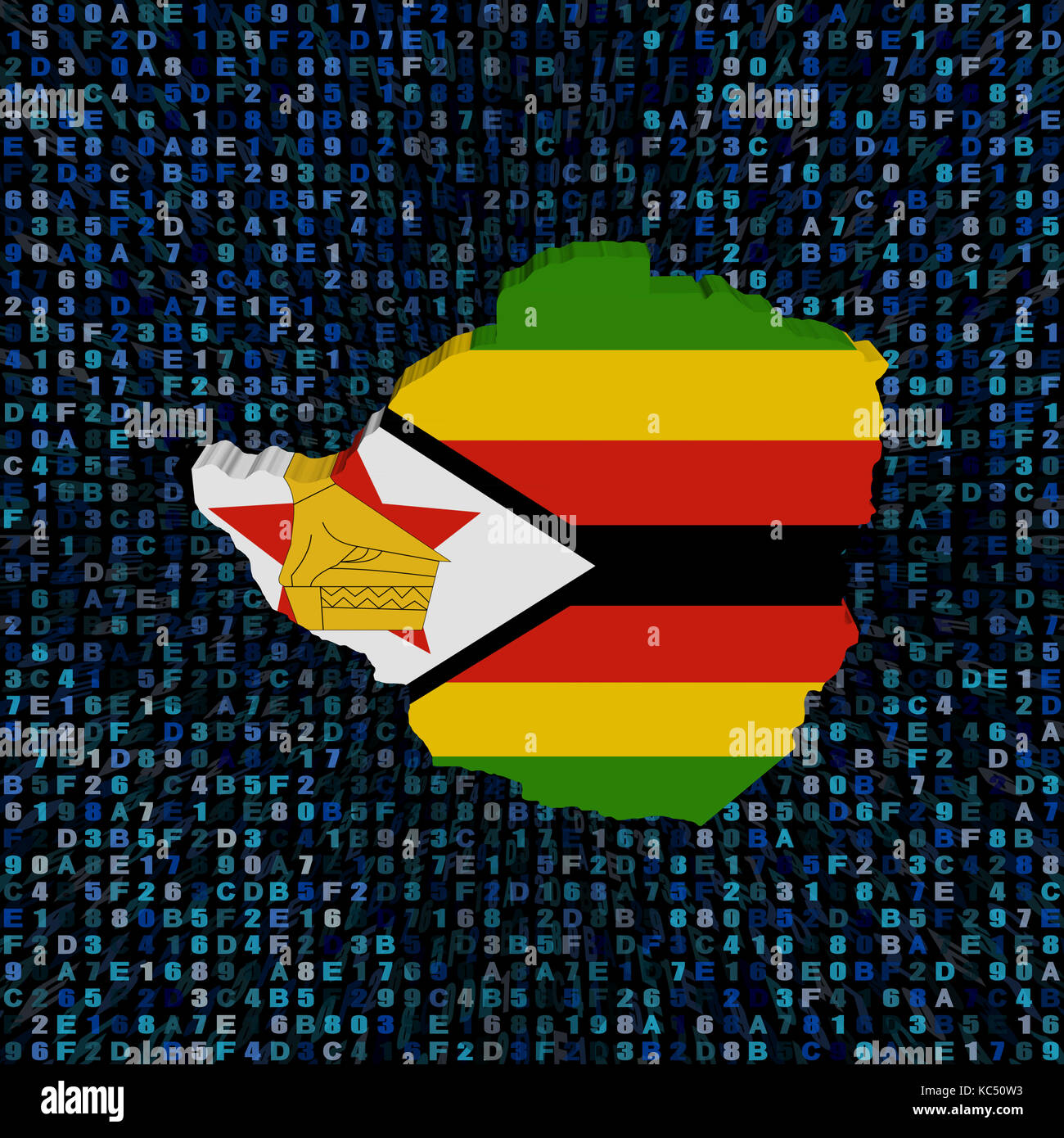 Zimbabwe map flag on hex code illustration Stock Photo Alamy