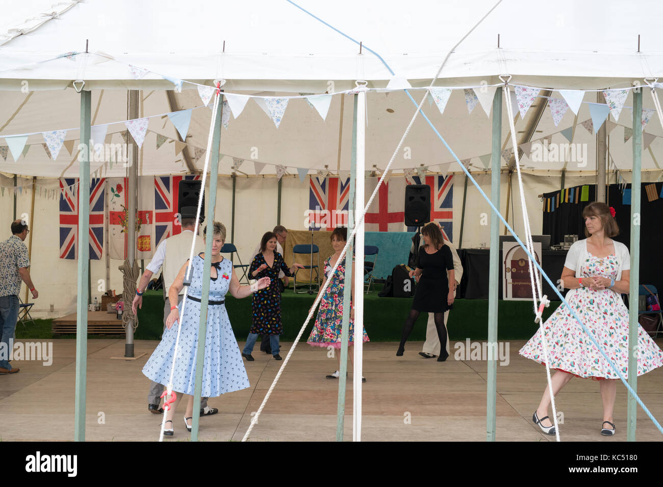 People dancing in the vintage dance tent at Malvern autumn show, Worcestershire, UK Stock Photo