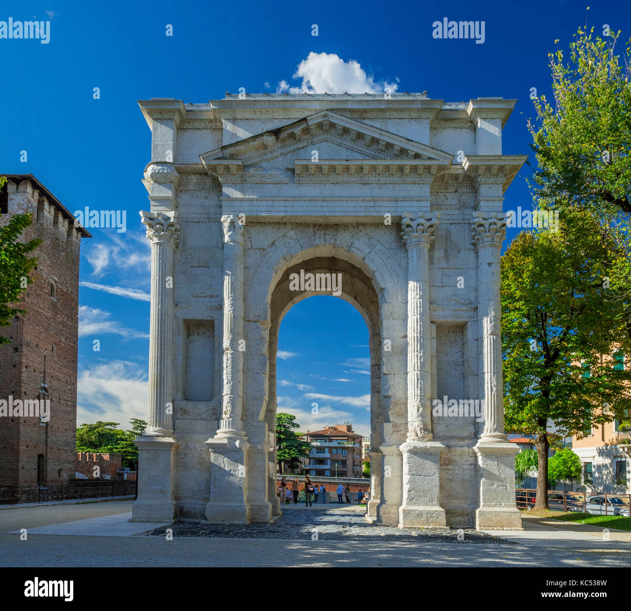 The roman Arco dei Gavi triumphal arch in Verona, Italy, Europe Stock Photo