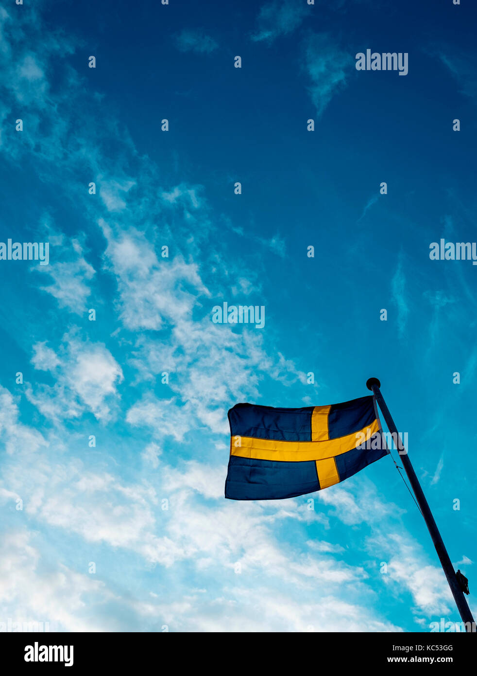 Swedish national flag, Gothenburg, Sweden Stock Photo