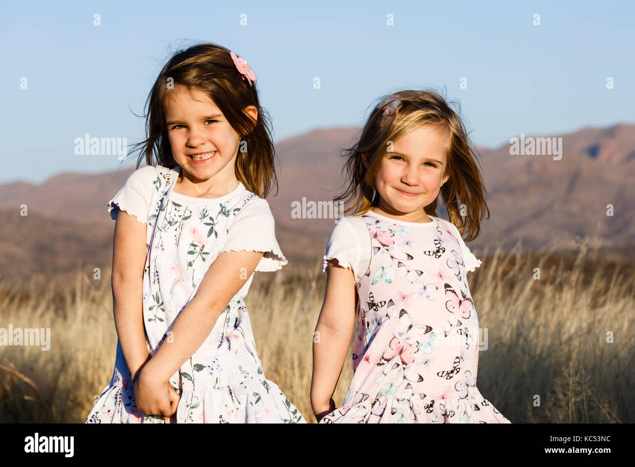 Two sisters, toddlers, Namibia Stock Photo