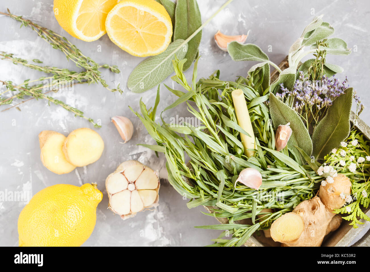 various herbs for mulled wine, tincture or tea Stock Photo