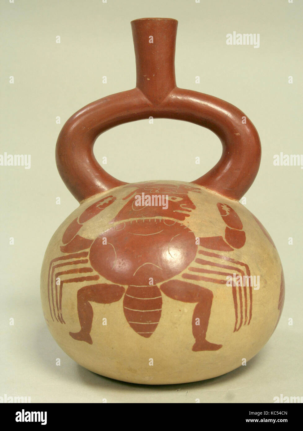 Bottle, Crab Deity, 2nd–4th century, Peru, Moche, Ceramic, Overall: 7 5/16 in. (18.65 cm), Ceramics-Containers Stock Photo