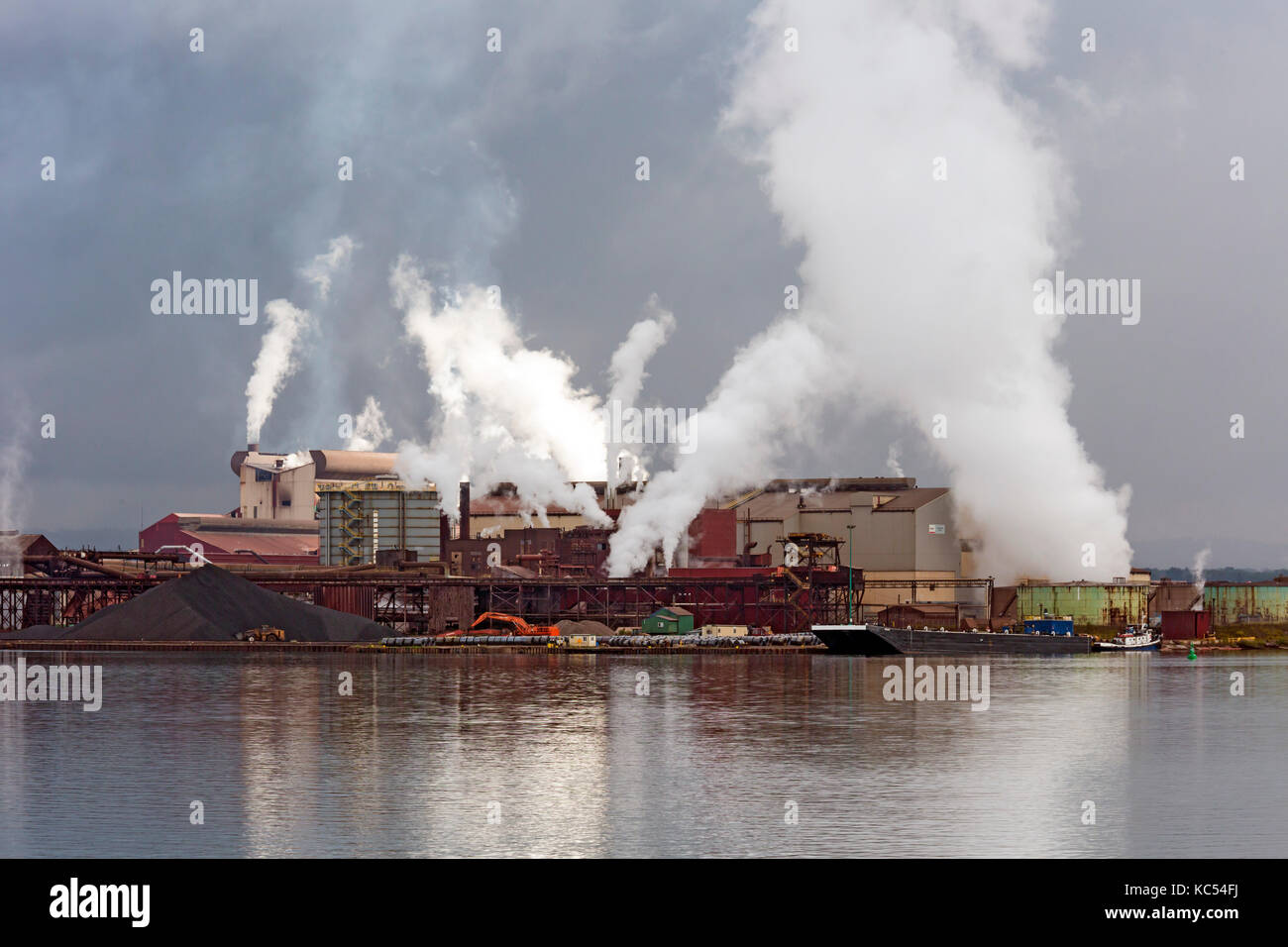 Sault Ste. Marie, Ontario Canada - The Algoma steel mill on the shore of the St. Mary's River. Stock Photo