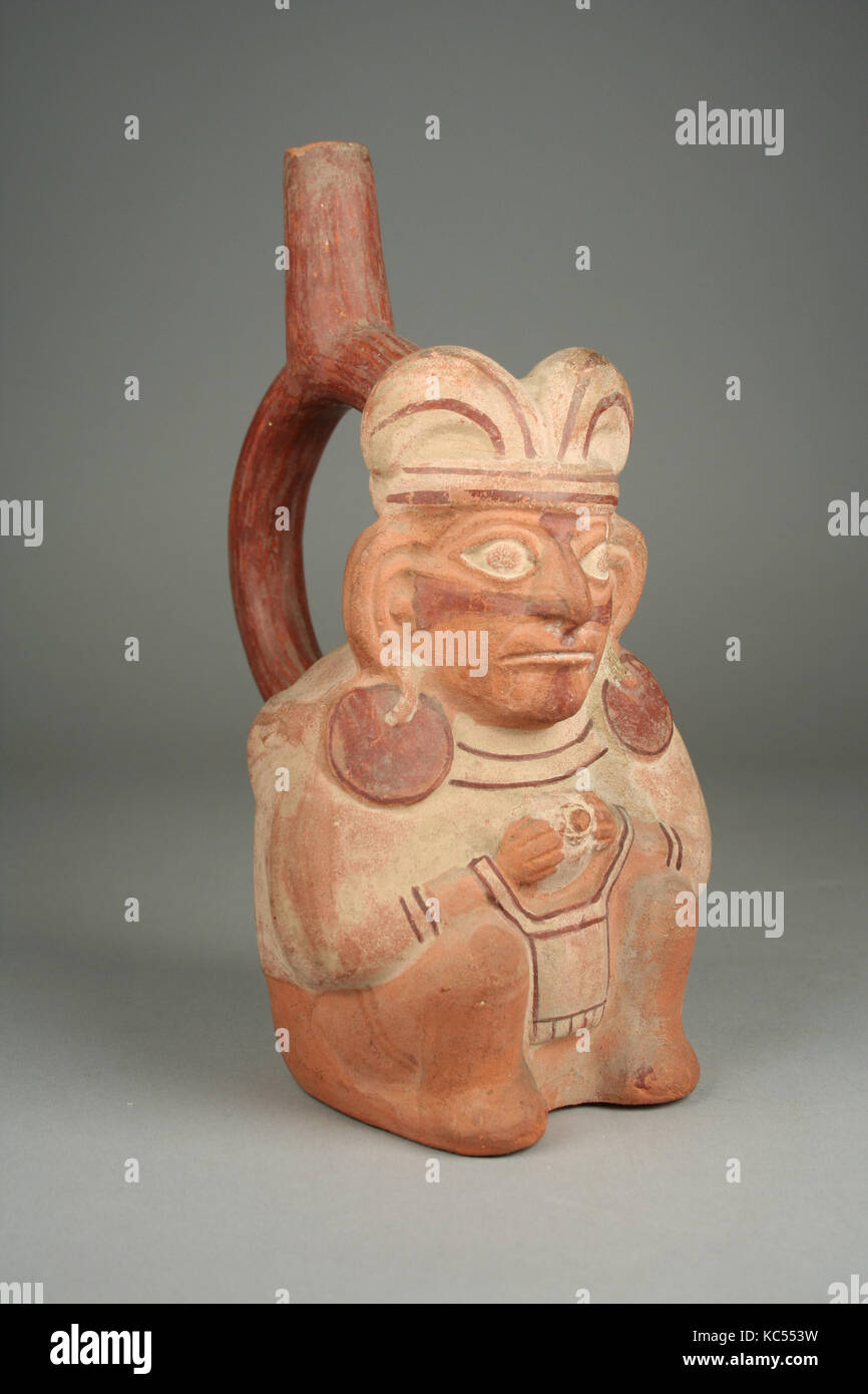 Stirrup Spout Bottle with Seated Figure, 5th–7th century Stock Photo