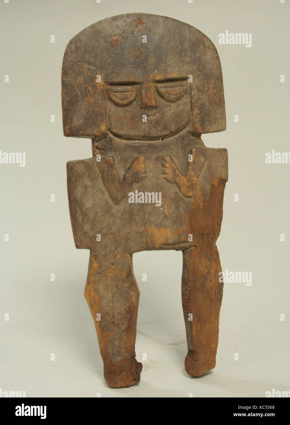 Double-sided Wooden Figure Carving, 8th–mid-16th century Stock Photo