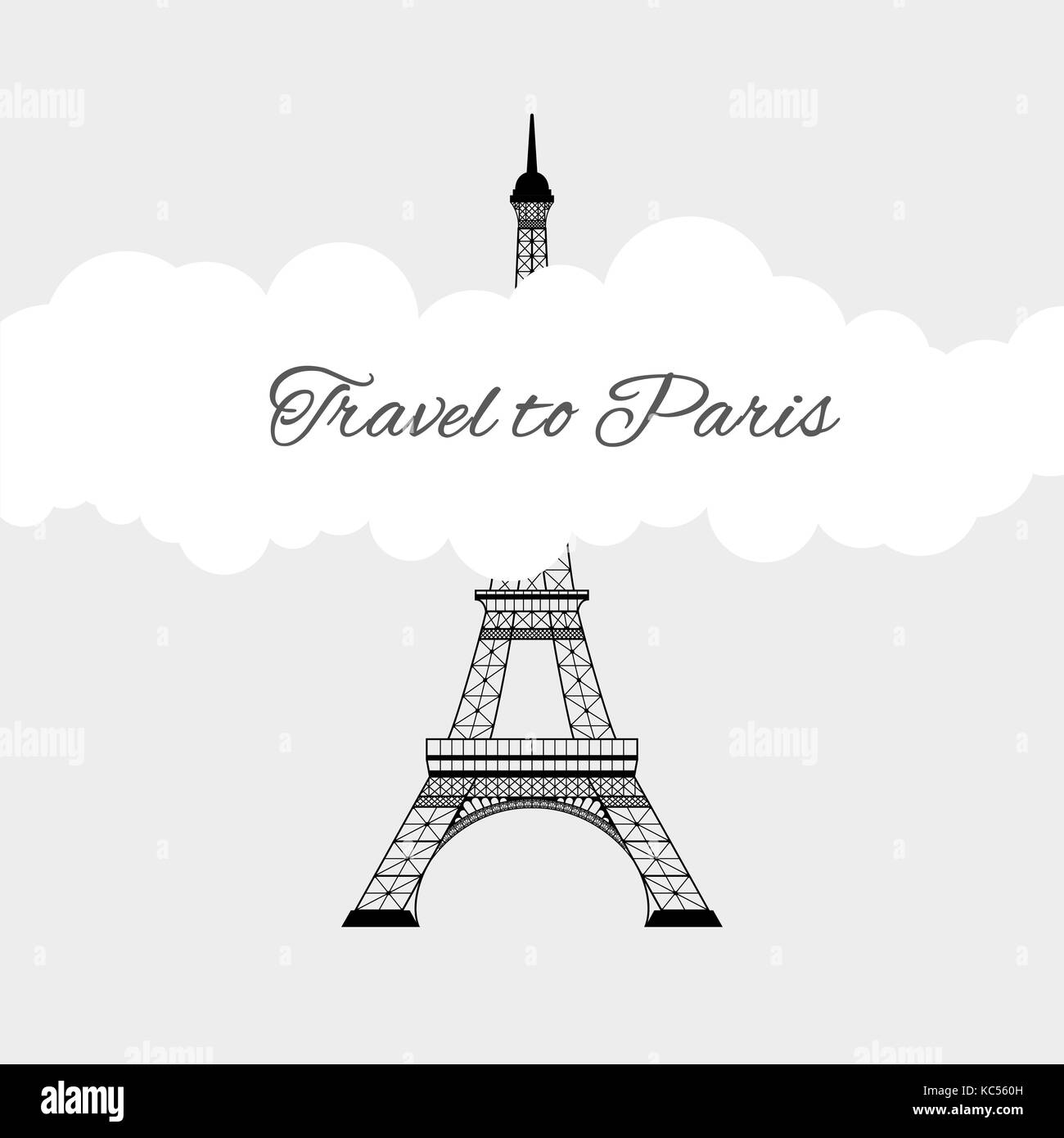 eiffel tower with cloud Stock Vector
