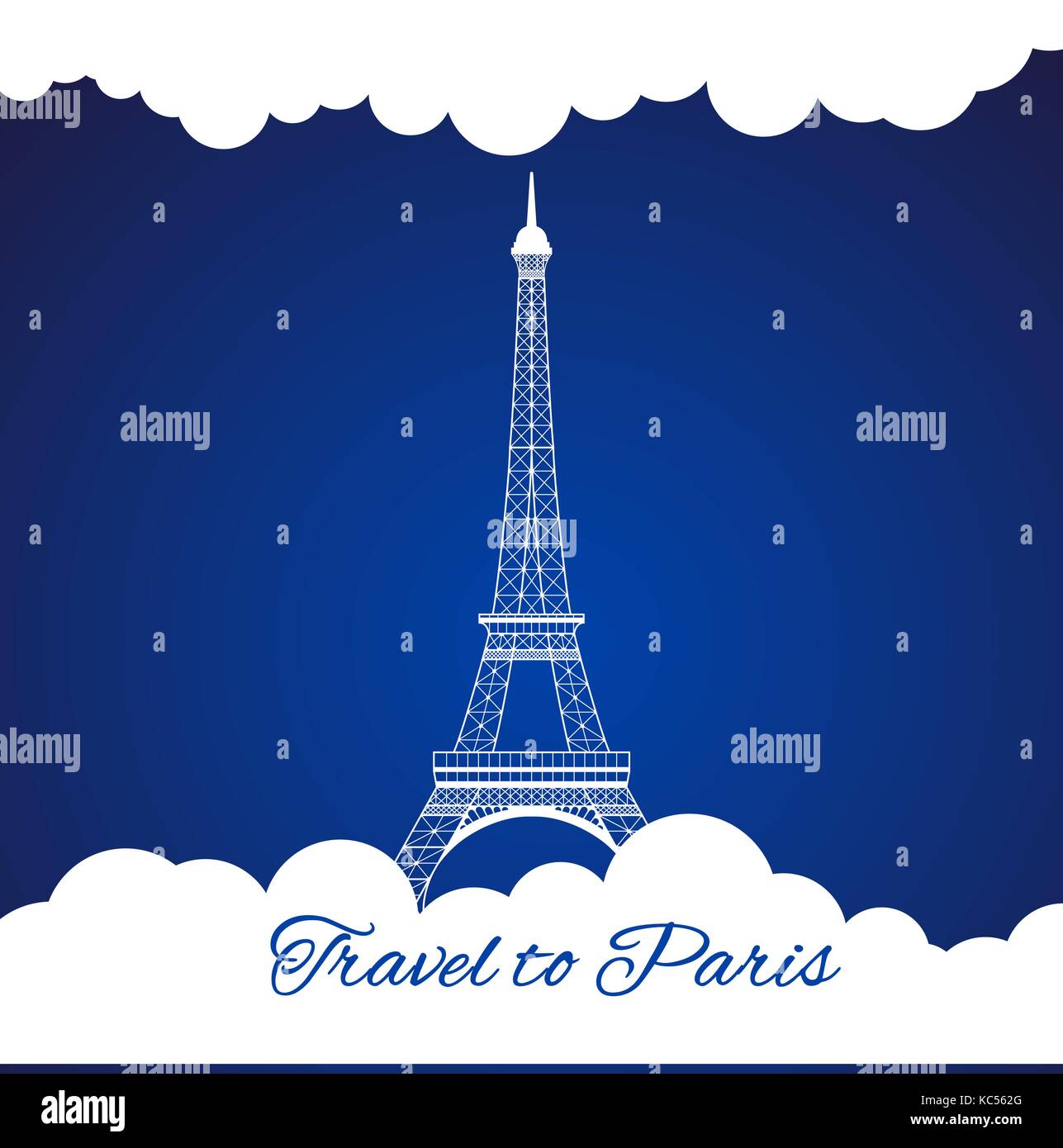 eiffel tower with clouds Stock Vector