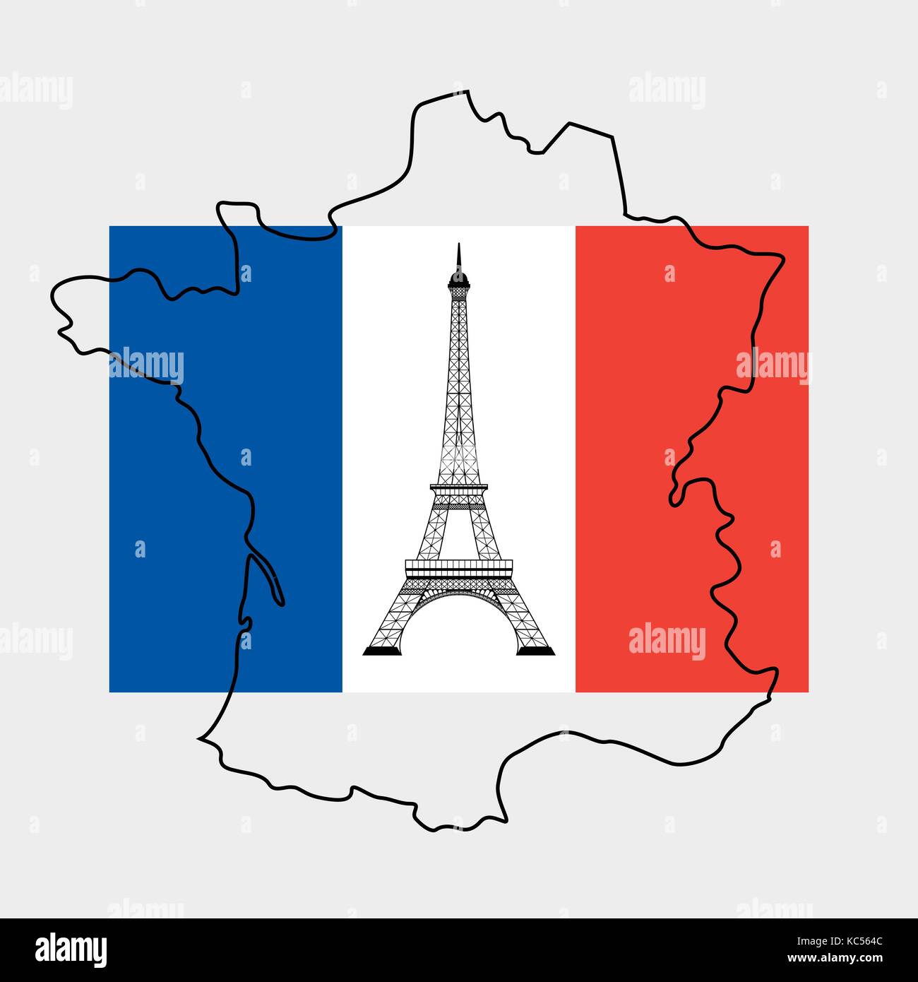 eiffel tower and flag of France Stock Vector