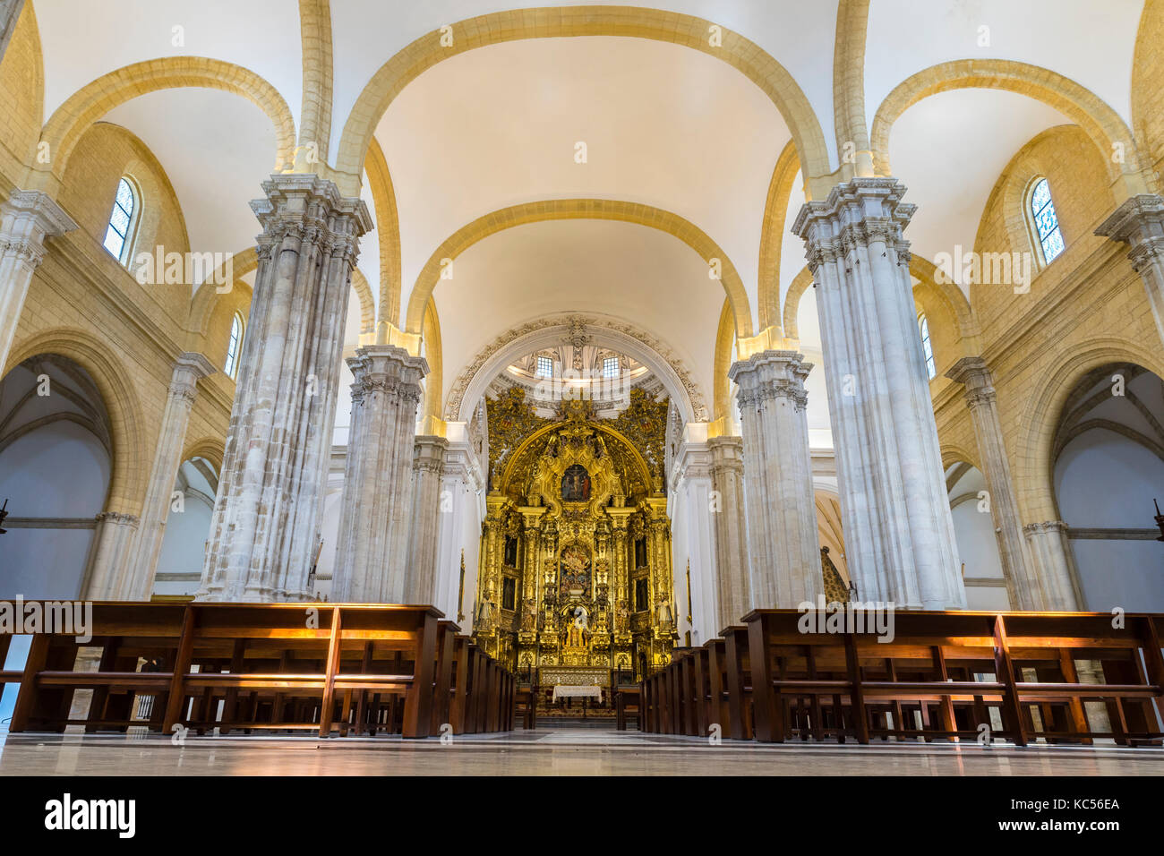 Nave, Apsis, High Altar, Colegiata Santa Maria, Osuna, Province of Seville, Andalusia, Spain Stock Photo