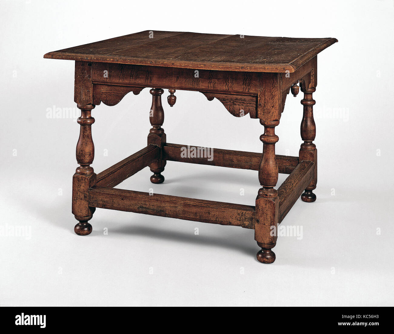 Table, 1680–1710, Probably made in Boston, Massachusetts, United States, American, Soft maple, eastern white pine, ash, red oak Stock Photo