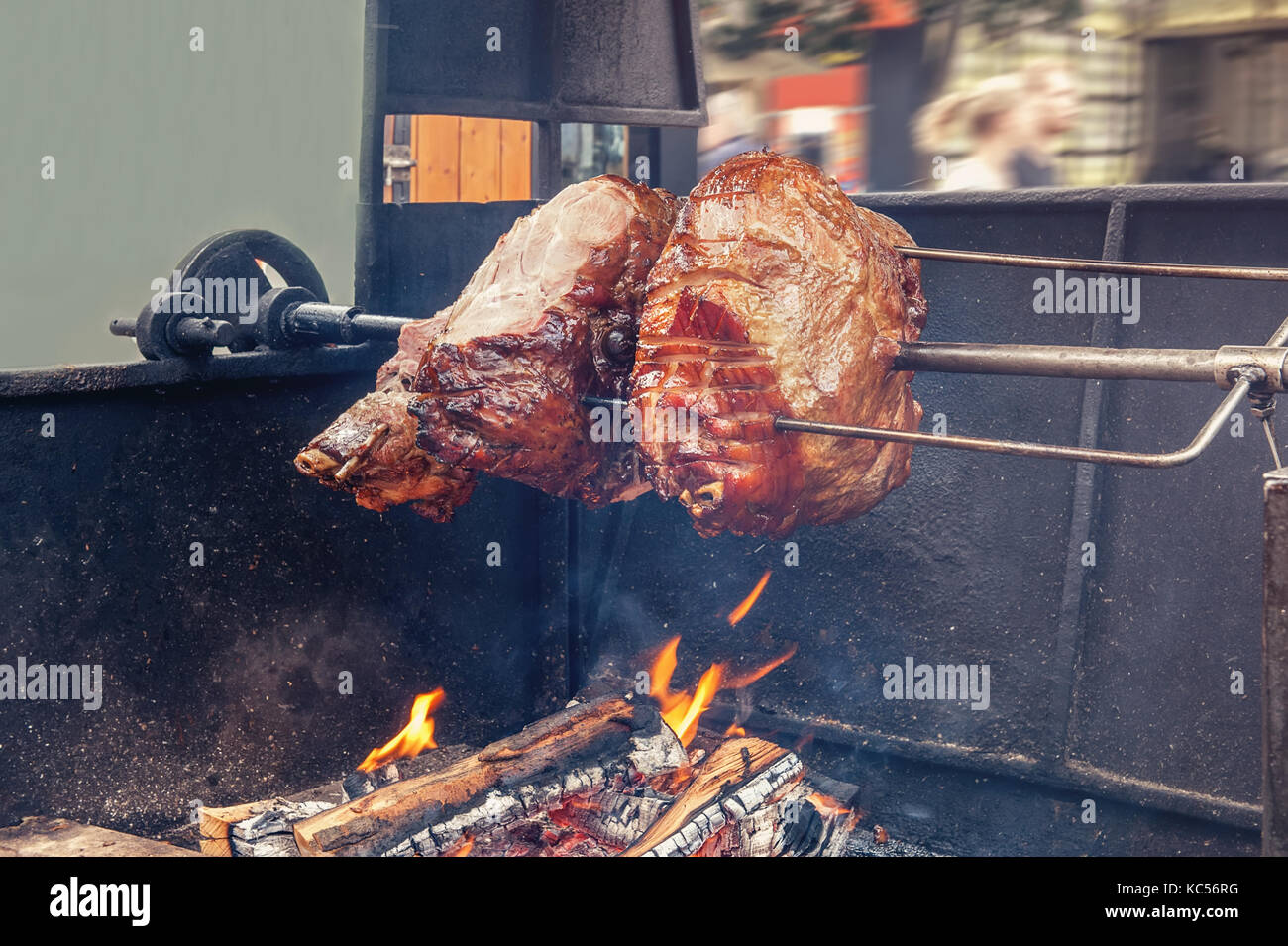 Spit Roast Meat Cooking High Resolution Stock Photography and Images