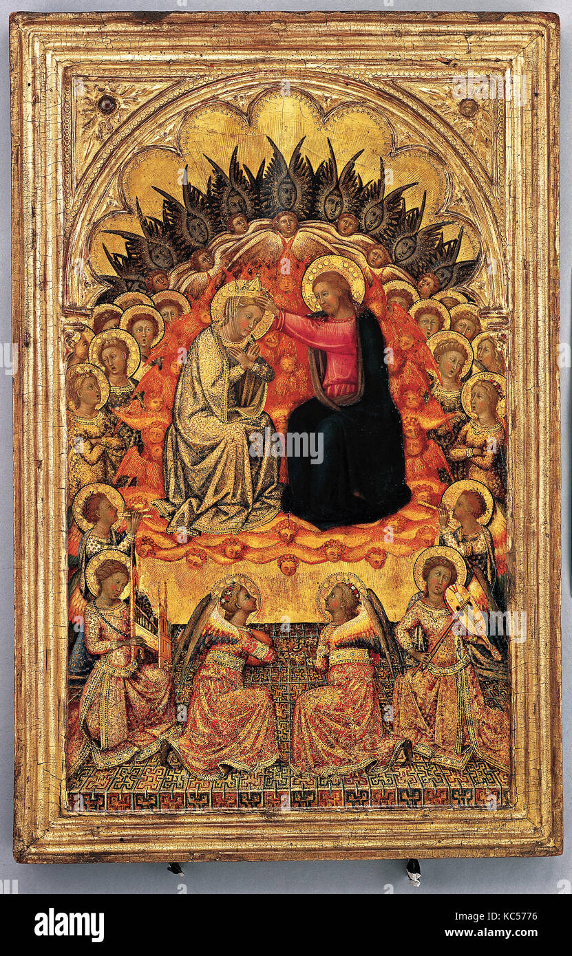 Engaged cassetta frame on a polyptych panel, Siena, ca. 1380 Stock Photo