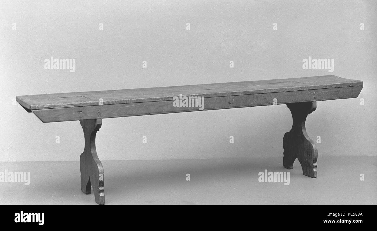 Bench, 1740–80, Made in Pennsylvania, United States, American, Yellow pine, 19 3/4 x 71 x 13 in. (50.2 x 180.3 x 33 cm Stock Photo