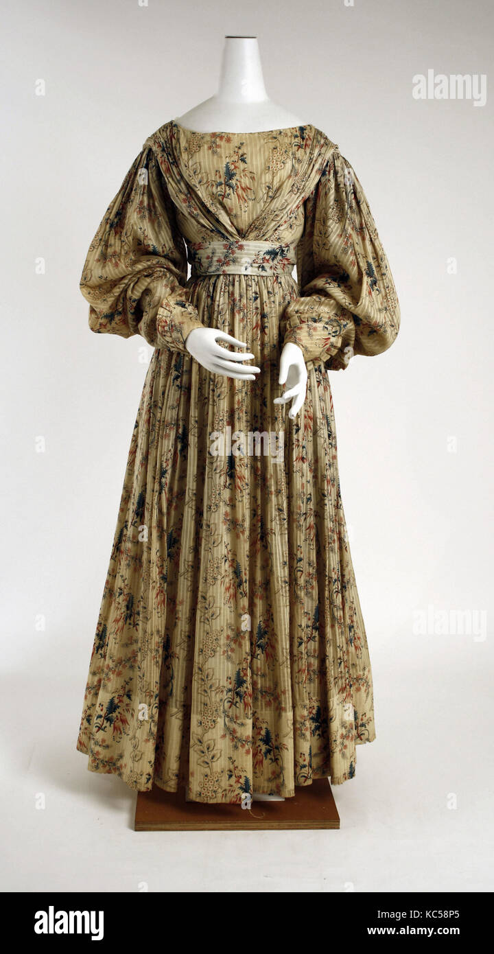 Dress, 1828–30, American, cotton Stock Photo