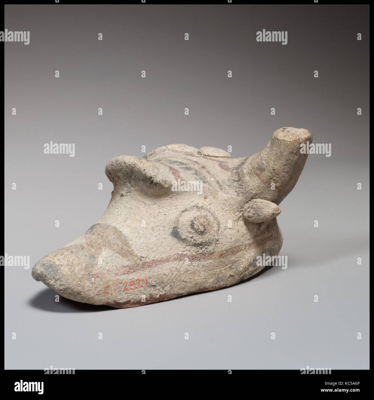 Bull's head mask with human characteristics, ca. 600–480 B.C Stock Photo