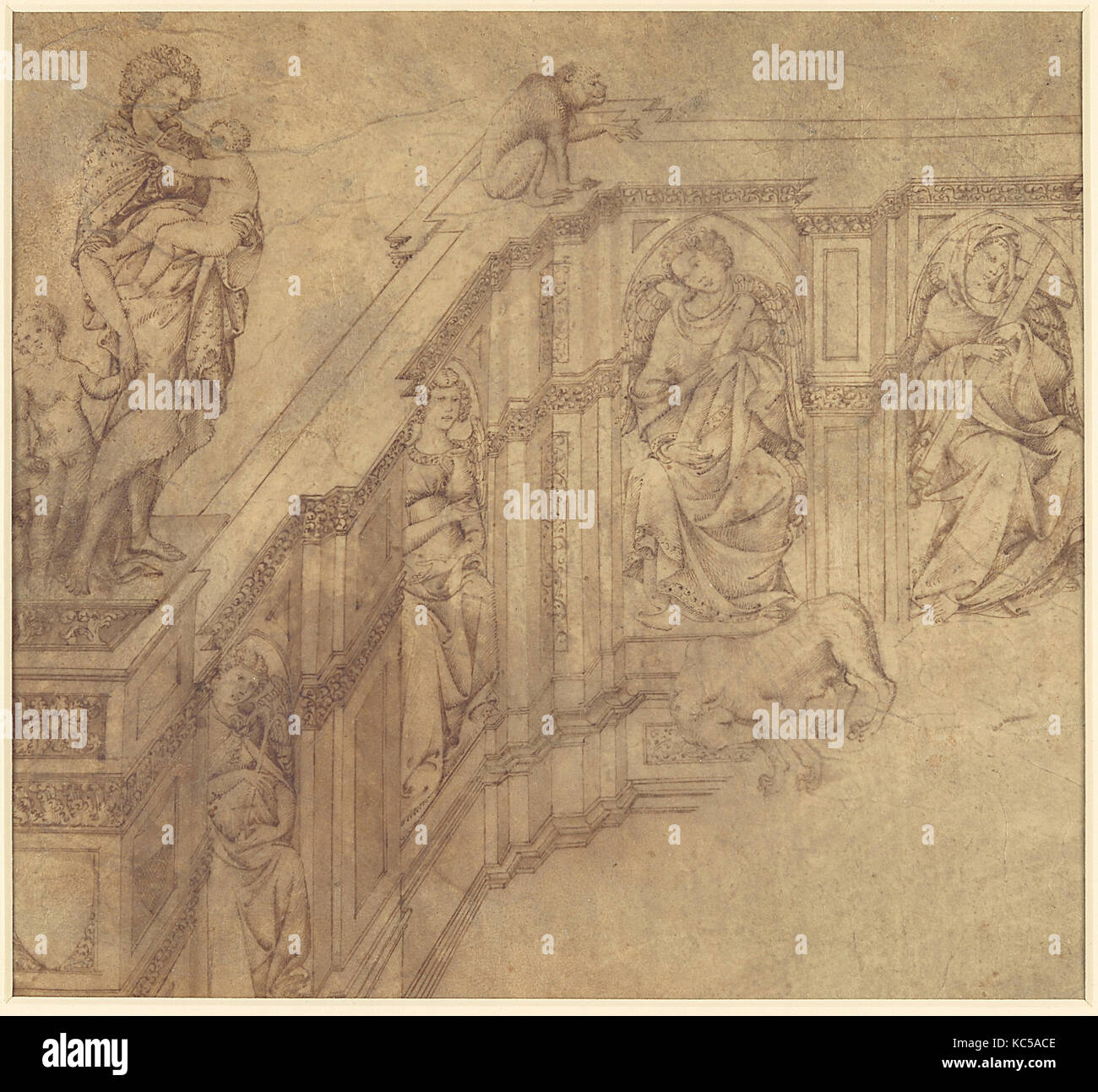 Design Fragment for the Left Side of the 'Fonte Gaia' in Siena, Jacopo della Quercia, 1415–16 Stock Photo