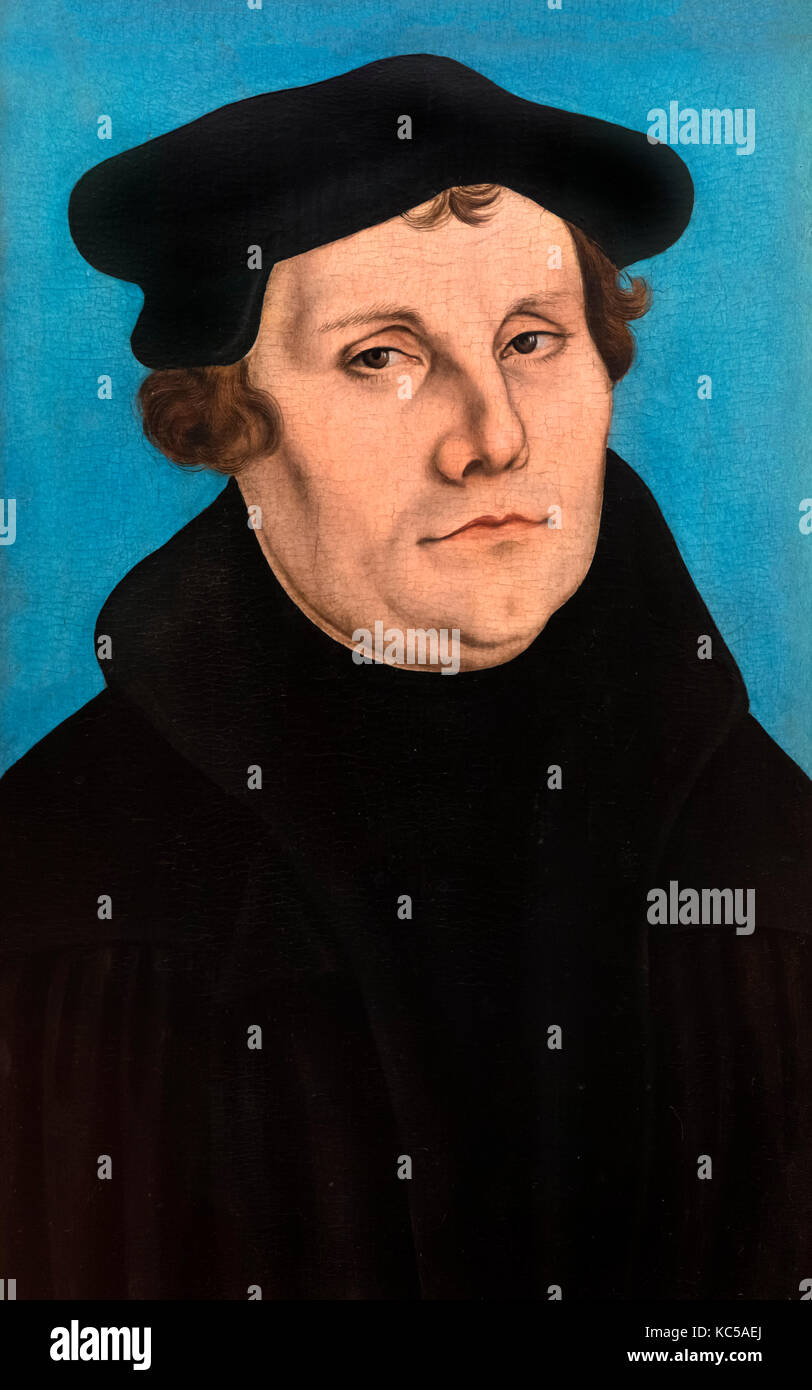 Martin Luther (1483-1546). Portrait by Lucas Cranach the Elder, oil on panel, 1529 Stock Photo