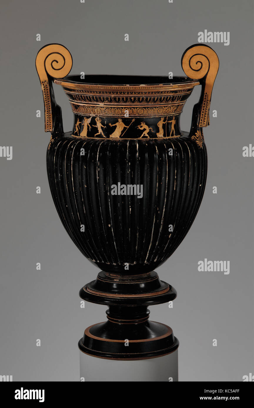 Terracotta volutekrater (bowl for mixing wine and water) with stand