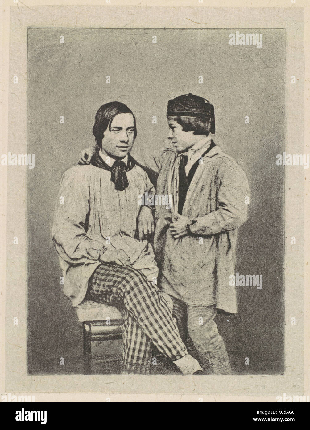 Man and Boy, Armand-Hippolyte-Louis Fizeau, ca. 1841 Stock Photo