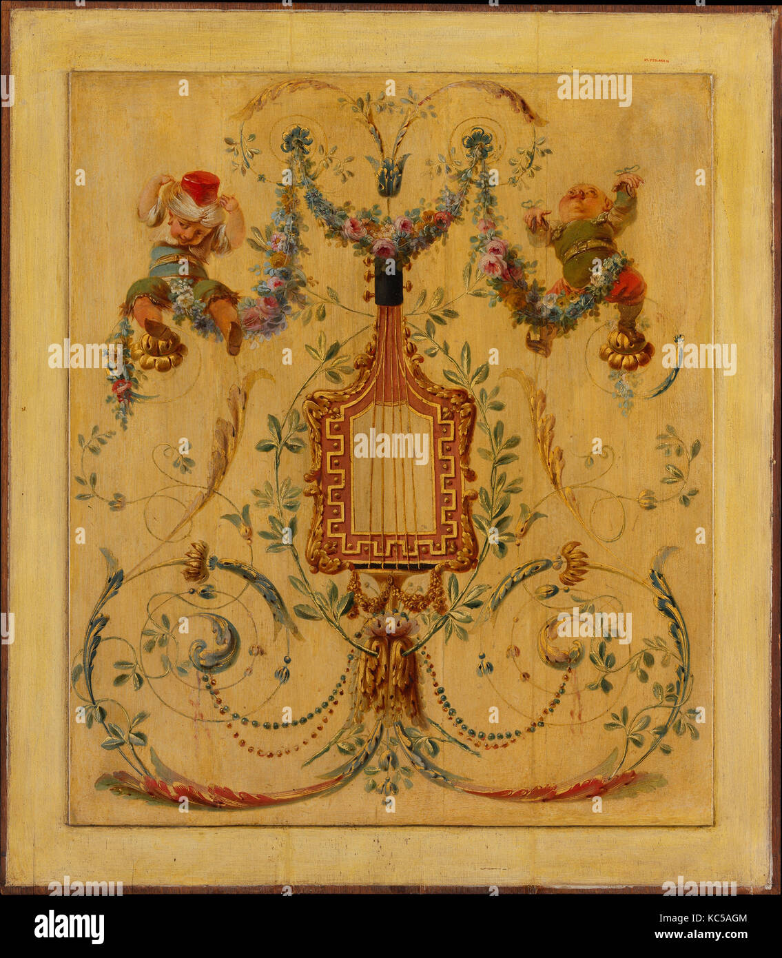 Door panel from the 'Cabinet Turc' of Comte d'Artois at Versailles, Attributed to Jean -Siméon Rousseau de la Rottière, 1781 Stock Photo