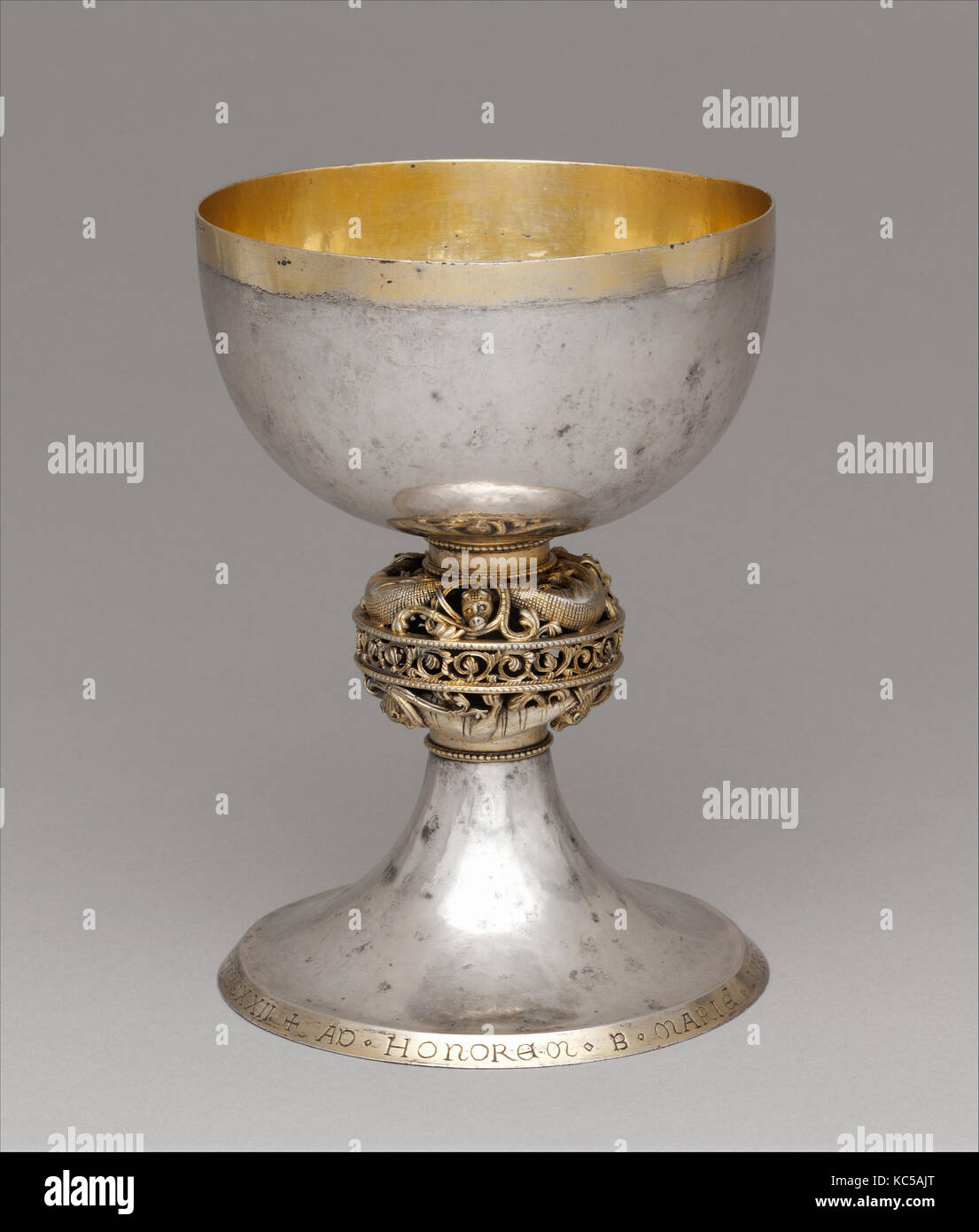 Chalice, 1222, Made in possibly Meuse Valley, Northern Europe, Northern European, Silver and silver gilt, Overall: 7 1/2 x 5 3/8 Stock Photo