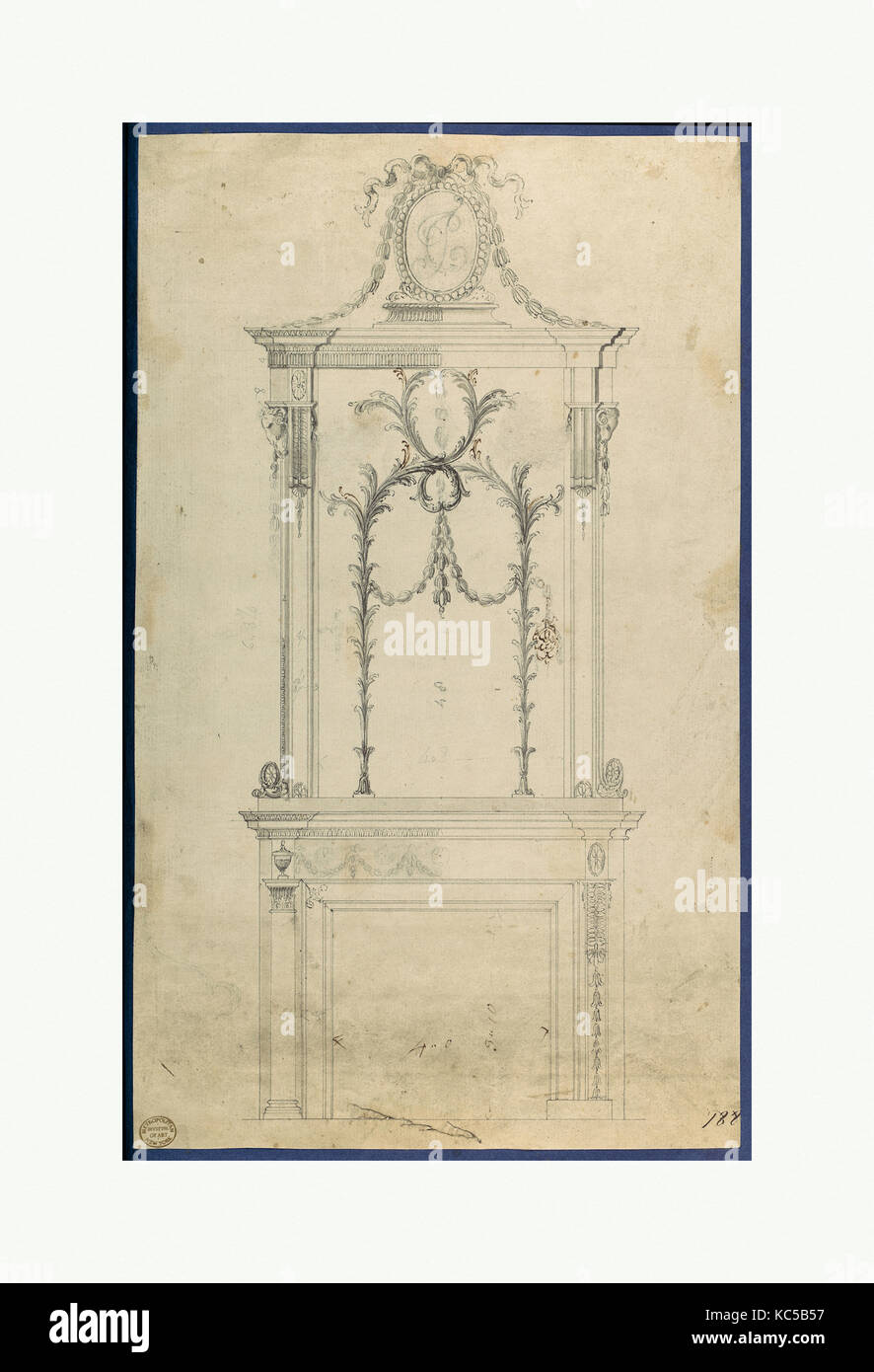 Chimneypiece, in Chippendale Drawings, Vol. I, Thomas Chippendale, ca. 1753–54 Stock Photo