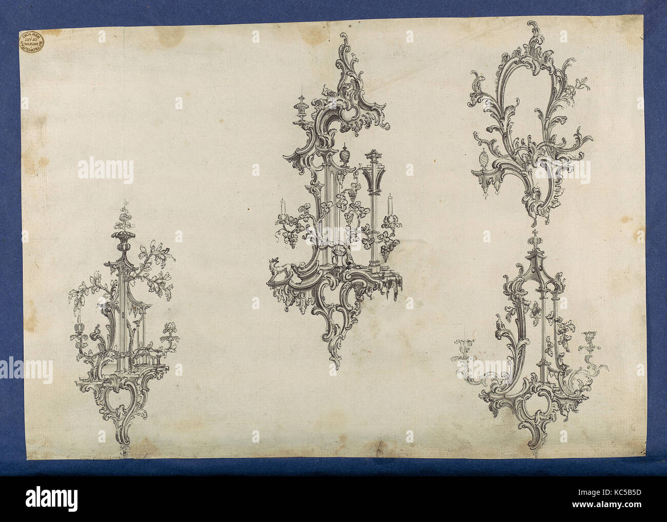 Girandoles, in Chippendale Drawings, Vol. I, Thomas Chippendale, ca. 1753–54 Stock Photo