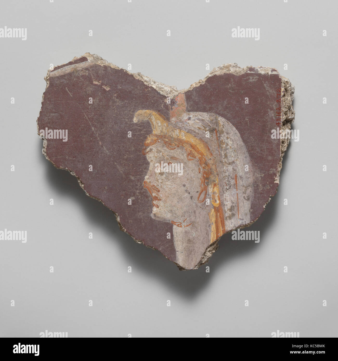 Wall painting fragment, Early Imperial, 1st century A.D., Roman, Fresco, Overall: 5 11/16 in. (14.5 cm), Miscellaneous-Paintings Stock Photo