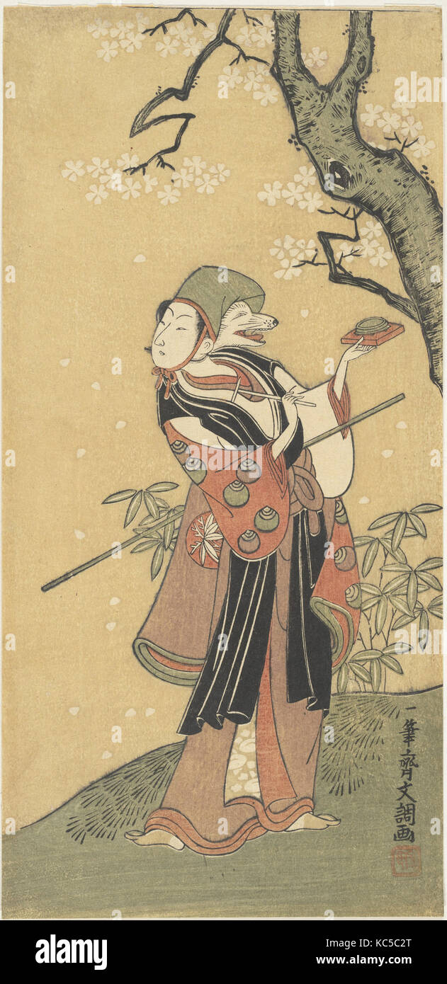 A Fox Dance from the Drama The Thousand Cherry Trees, Ippitsusai Bunchō Stock Photo