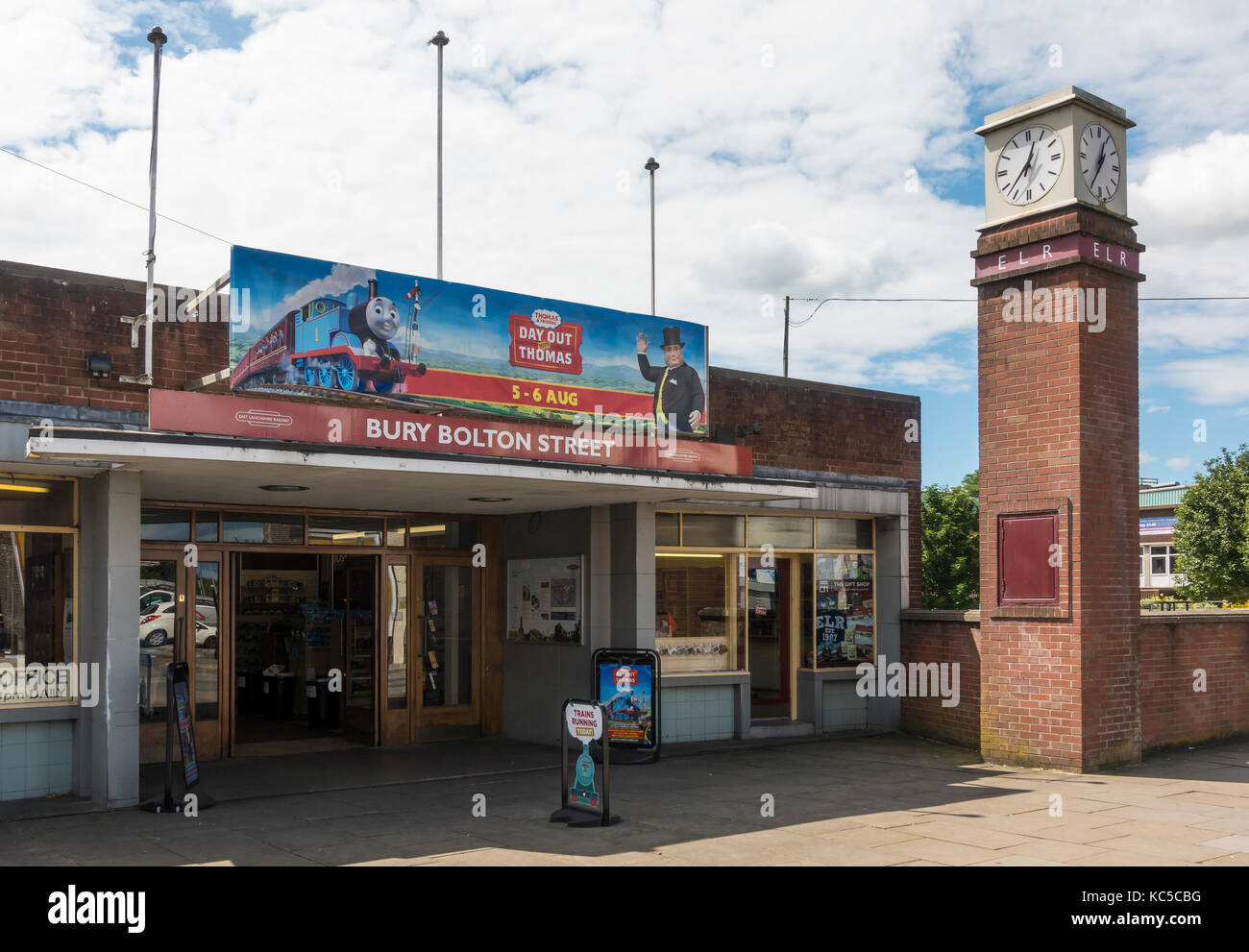 Entrance to Bolton Street Train Station in Bury, England. Stock Photo