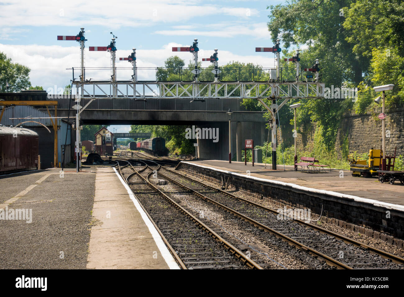 Railway Platform at Bolton Street Station, Bury on the East Lancashire Railway Stock Photo