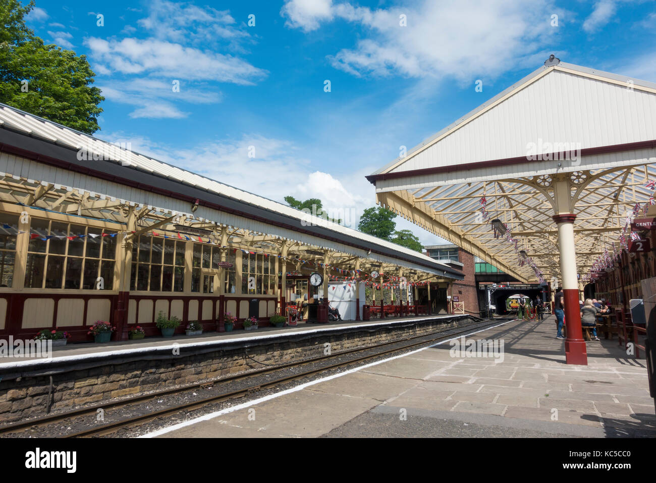 Railway Platform at Bolton Street Station, Bury on the East Lancashire Railway Stock Photo