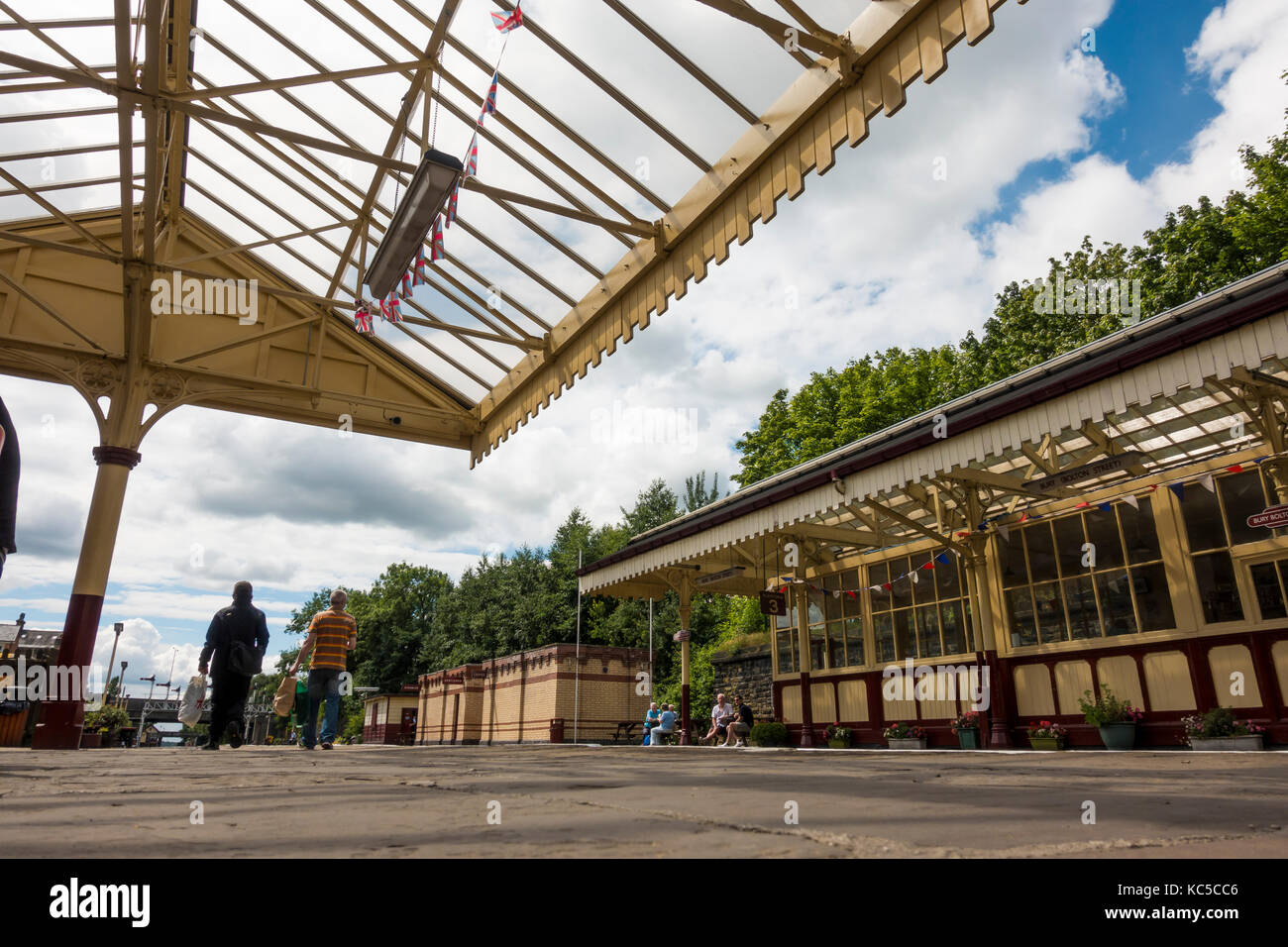 Railway Platform at Bolton Street Station, Bury on the East Lancashire Railway Stock Photo