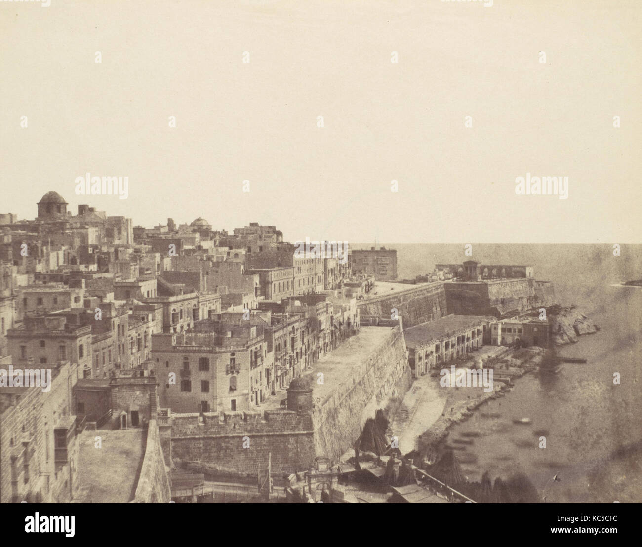 The Harbor at Valletta, Malta, Attributed to Calvert Richard Jones, 1850s Stock Photo