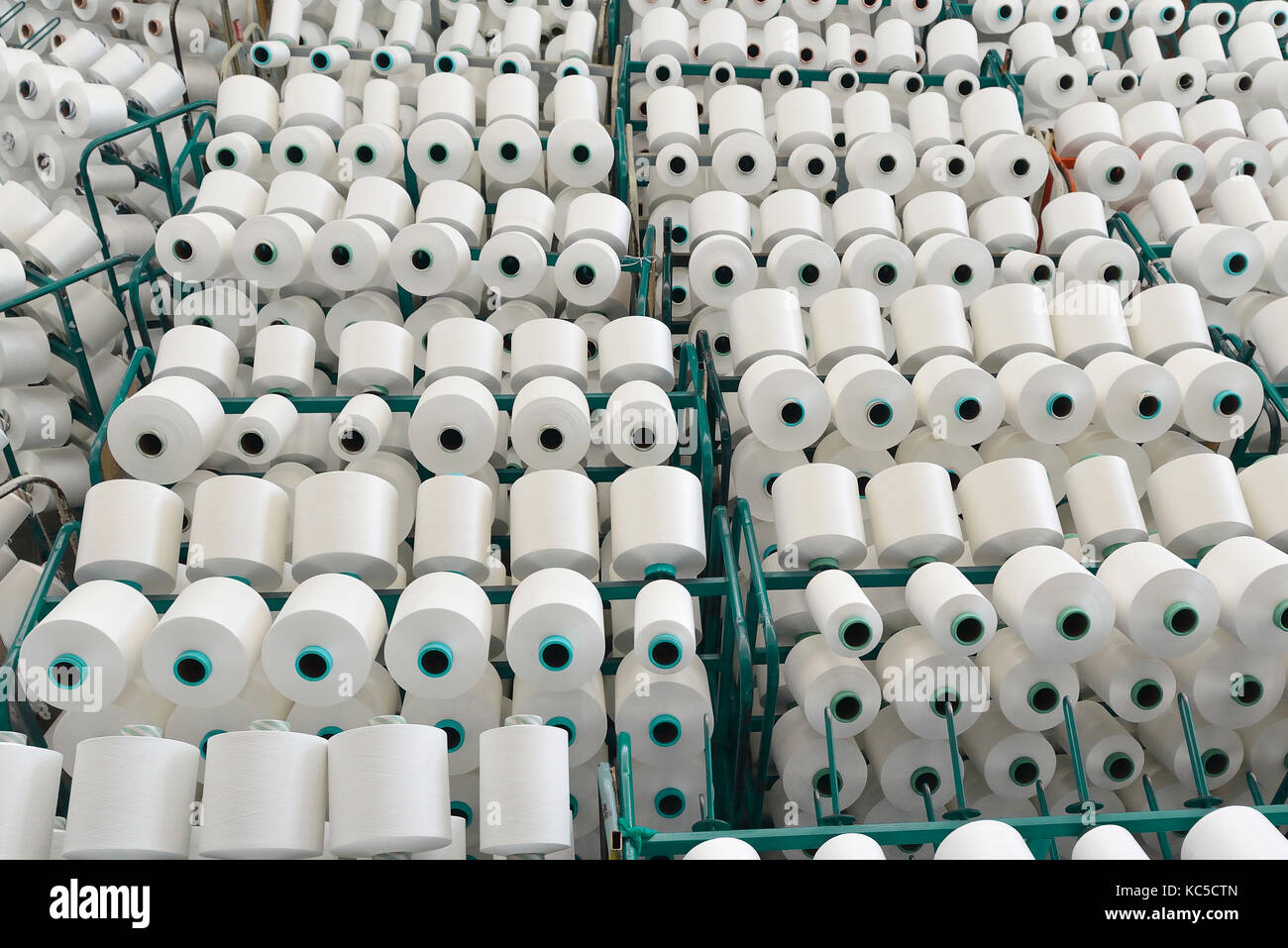 Top View of White Yarn Ready for Dispatch Stock Photo