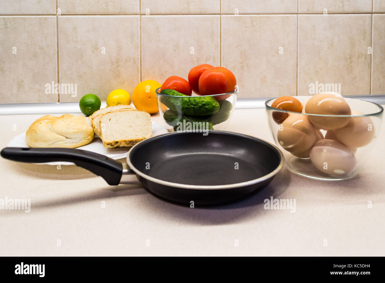 Breakfast scrambled eggs with toppings Stock Photo Alamy