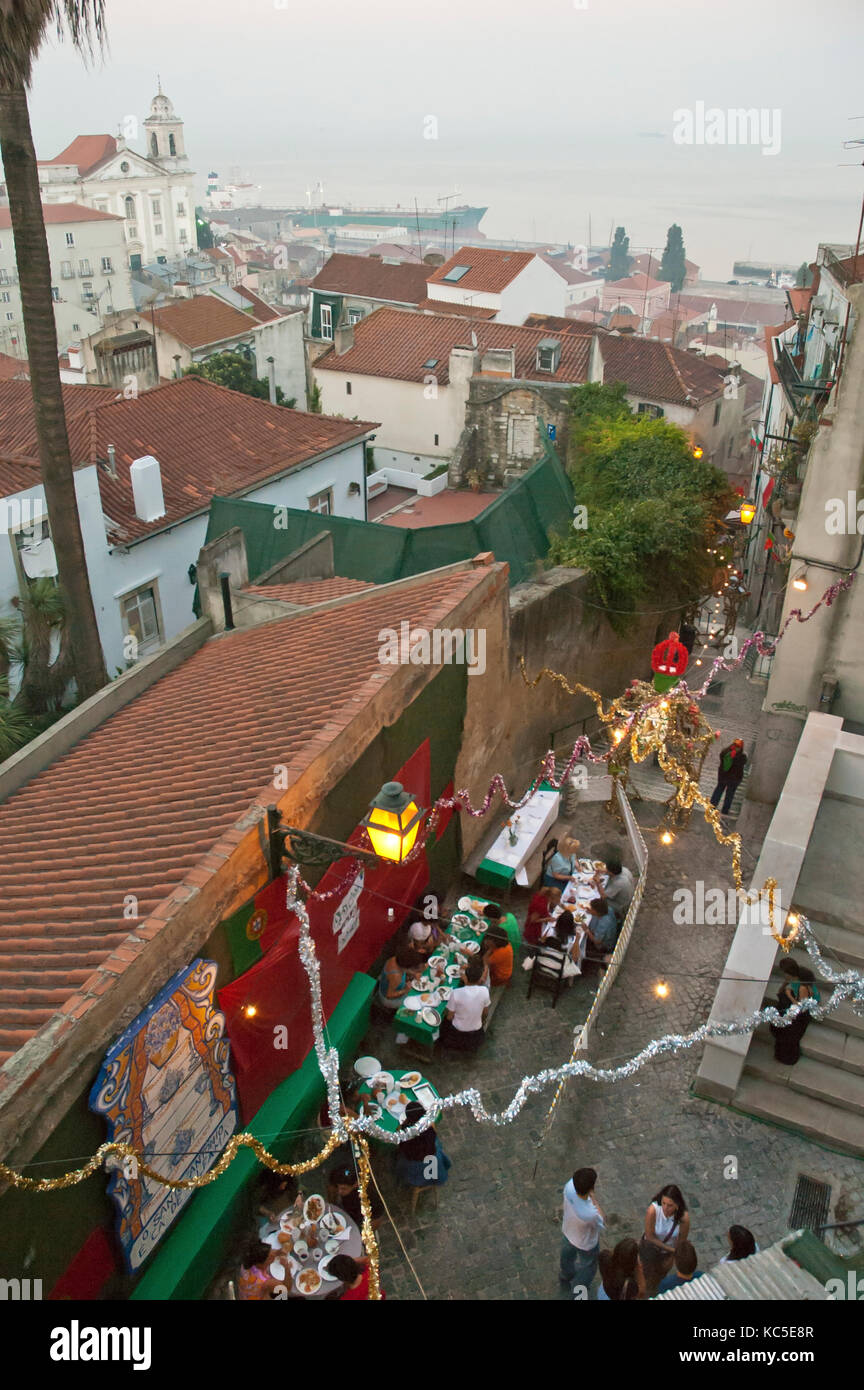 Santo António festivities in Alfama quarter. Lisbon, Portugal Stock Photo
