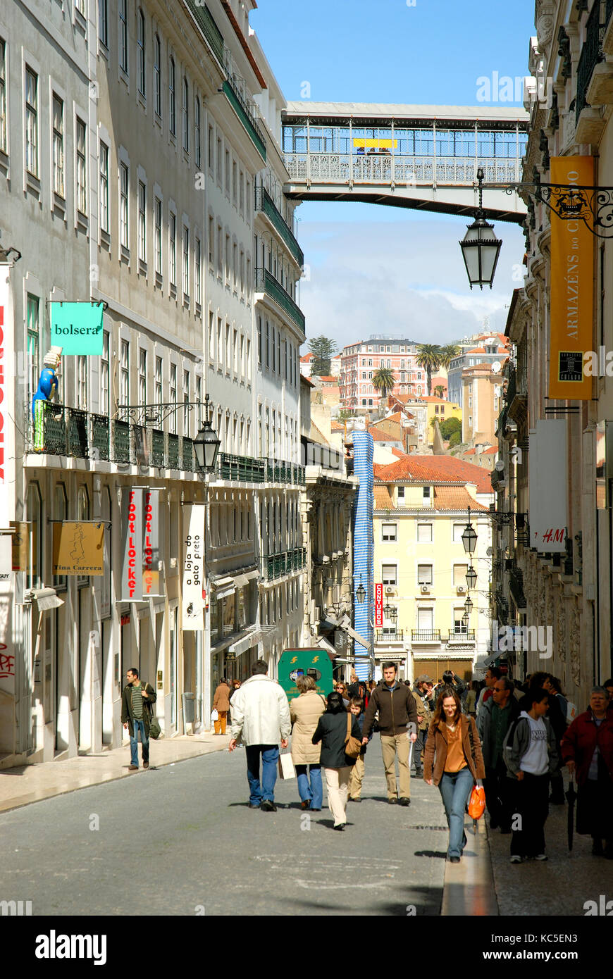 Rua do Carmo, at the historical center. Lisbon, Portugal Stock Photo