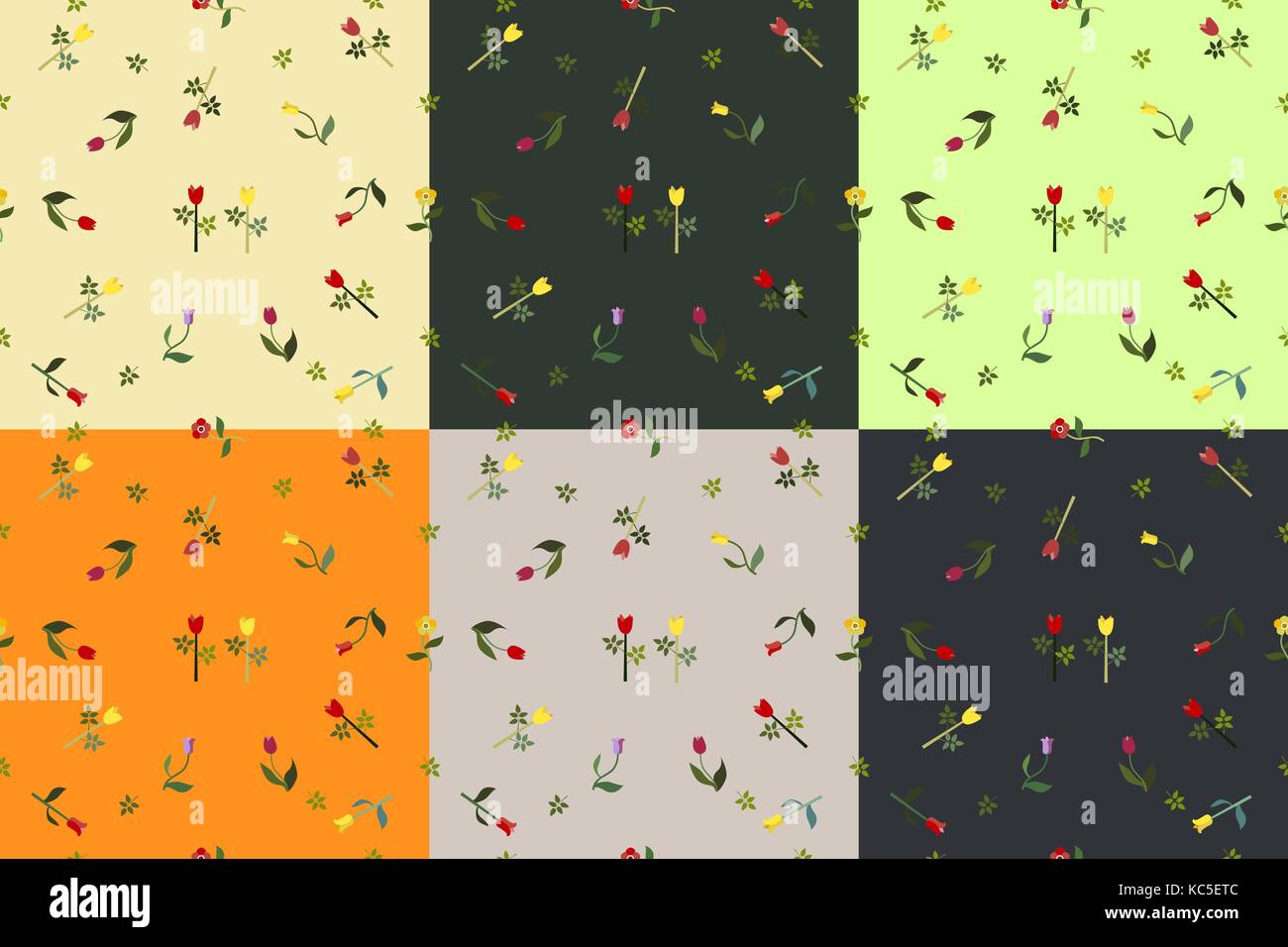 Set/Collection of Floral Patterns. Vector Illustration Stock Vector
