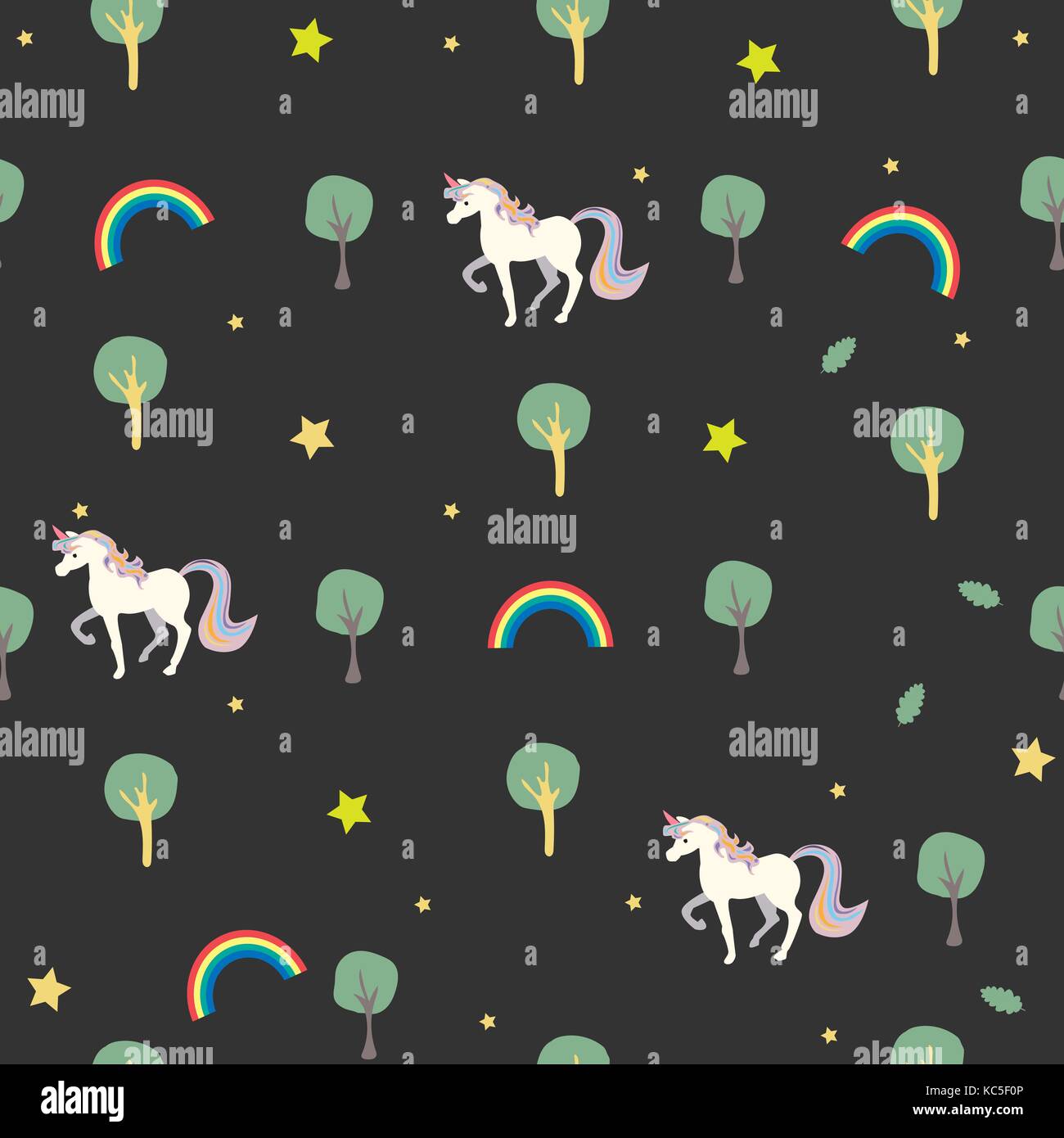 Unicorn Seamless pattern with decorative elements. Vector Illustration ...