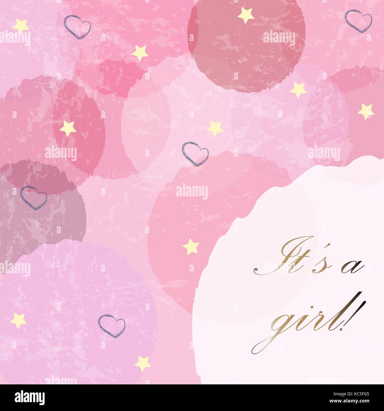 It S A Girl Modern Card Design With Announcement Of Baby Girl Stock Vector Image Art Alamy