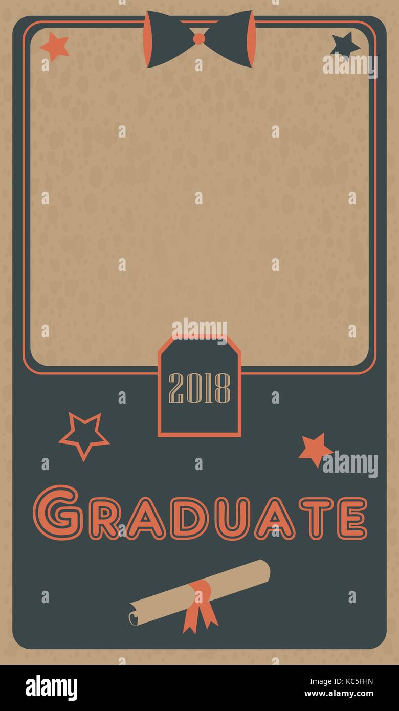 Graduation 2018 photo Frame. Graduation Ceremony. Flat Design. Retro Style. Retro Graduation Collection. Vector Illustration. Stock Vector
