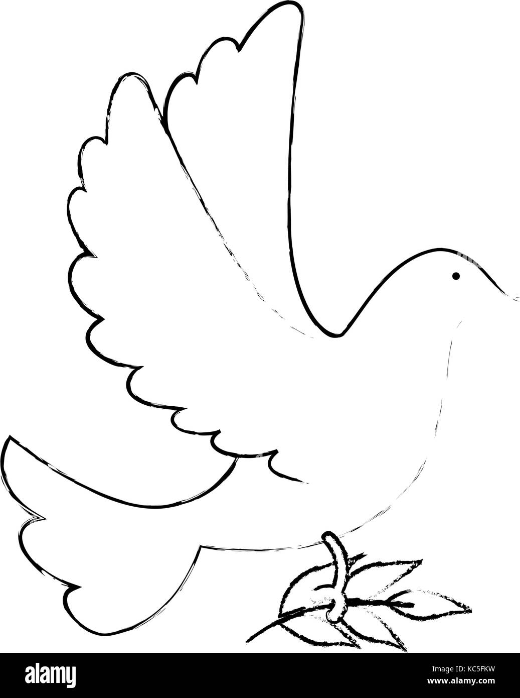 Dove Of Peace Flying With Olive Branch Vector Illustration Design Stock