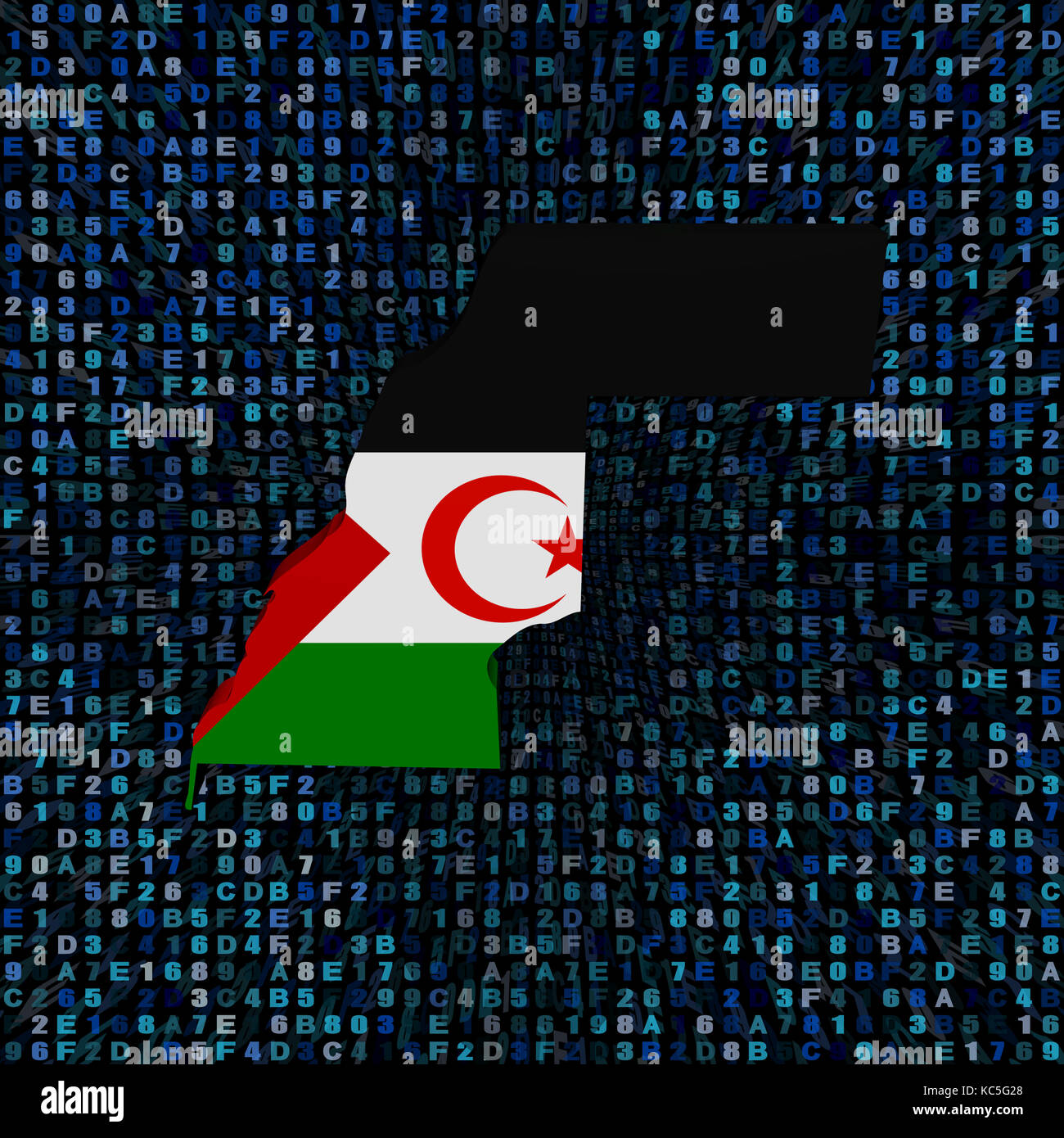 Western Sahara map flag on hex code illustration Stock Photo - Alamy