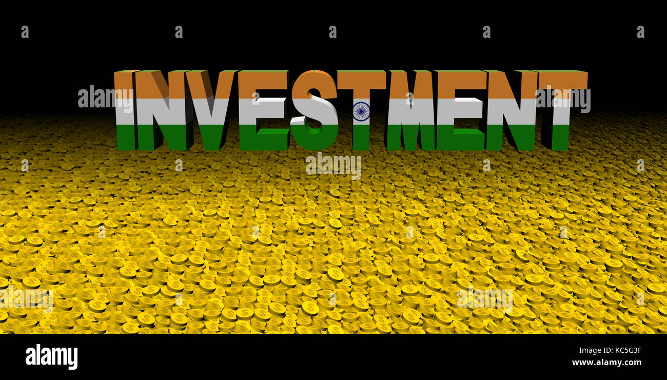 Investment text with Indian flag on coins illustration Stock Photo - Alamy