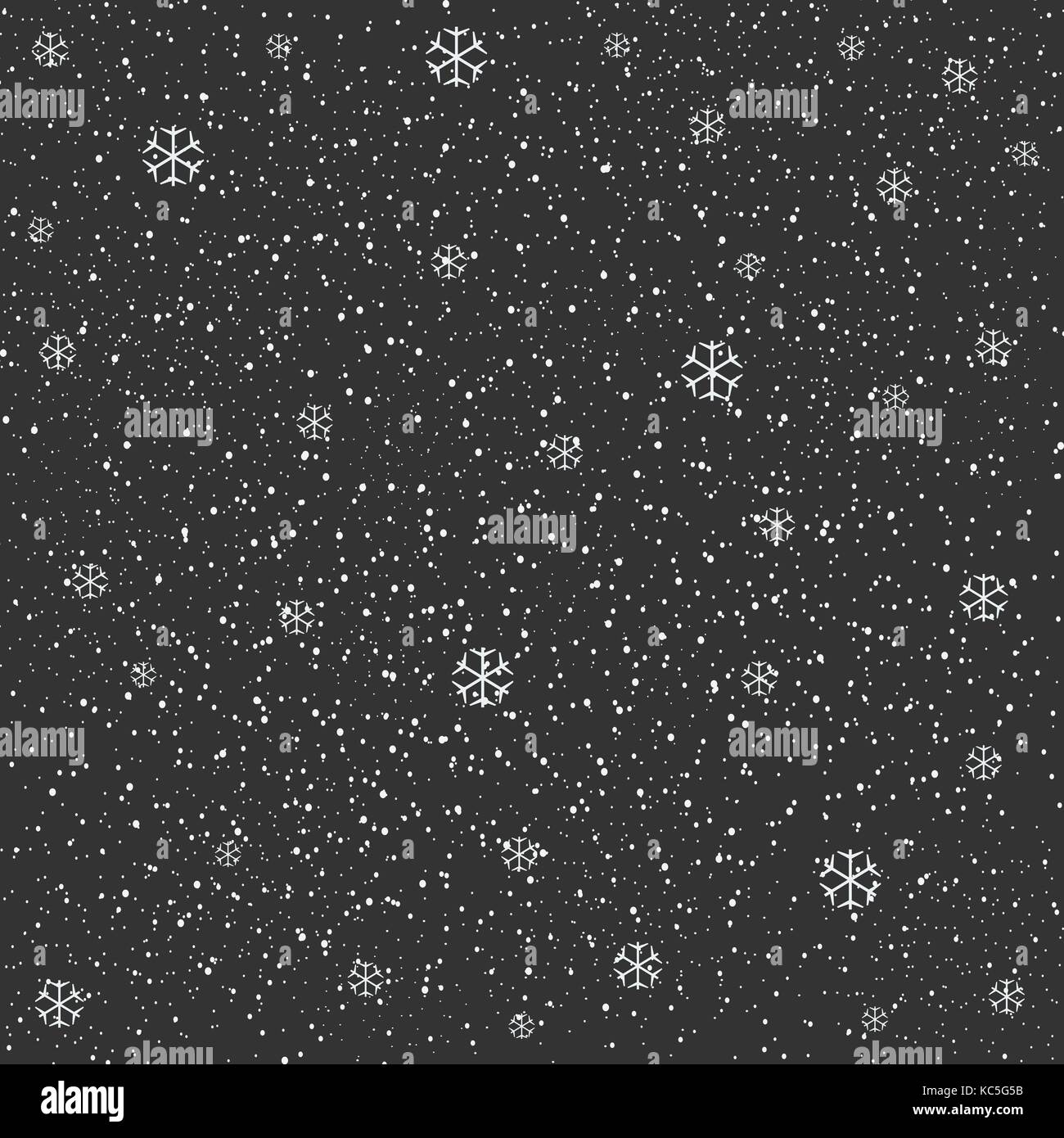 Winter Snowy Background fill with snow and snowflakes, dark night background. Winter, Merry Christmas collection. Falling Snow Stock Vector